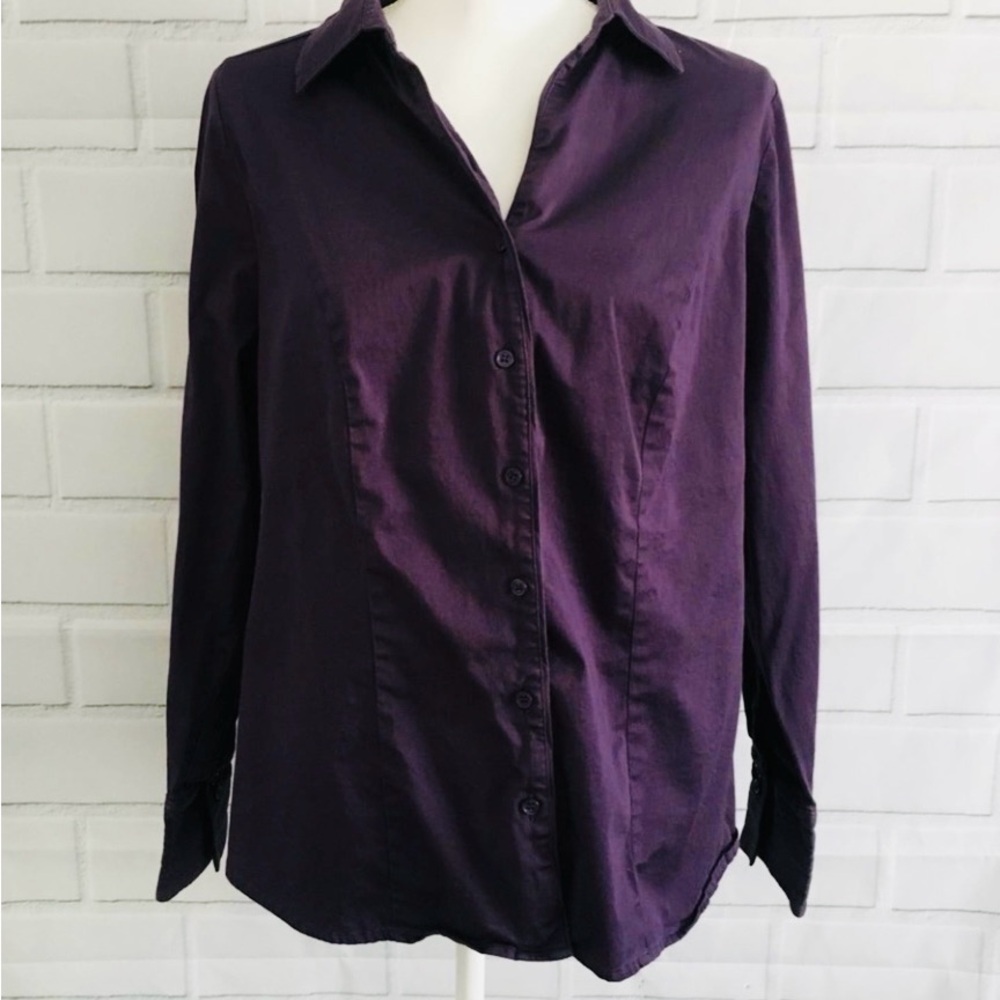 Lane Bryant Deep Purple Button-Down Shirt